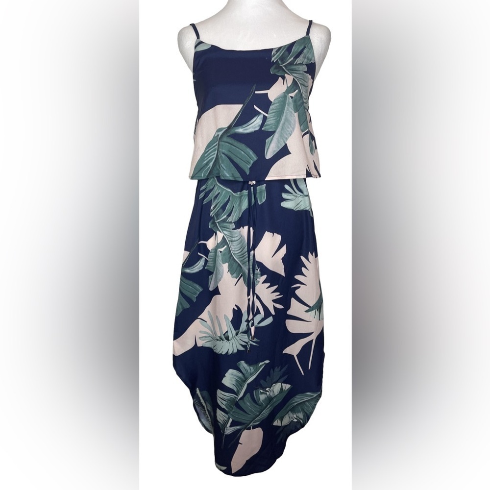 Summer Adjustable Spaghetti Strap Ruffle Split Beach Tropical Maxi Dress Small - Picture 2 of 13